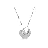 Meiligo Fashion Woman Dainty Sloth Charm necklace Inspired Animal Pendant (Silver)