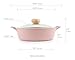 Neoflam Retro Non-Stick Ceramic Coated Integrated Steam Vent, Silicone Hot Handle Holder Include, Casserole, Dutch, Oven Safe, 3.5qt-Low Stockpot-Glass Lid, Pink