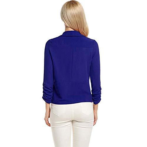 Pervobs Coat&Jacket, Clearance! Women Elegant 3/4 Sleeve Blazer Open Front Short Cardigan Suit Jacket Work Office Coat (XL, Blue)