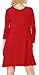 Zero City Womens Casual Pockets Plain Flowy Simple Swing T-Shirt Loose Dress, 11red, X-Large