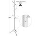 VASAGLE Solid Wood Coat Rack, Free Standing Tree-Shaped Coat Rack with 8 Hooks, 3 Height Options, for Clothes, Hats, Bags, Living Room, Bedroom, Home Office, Cloud White URCR01WT