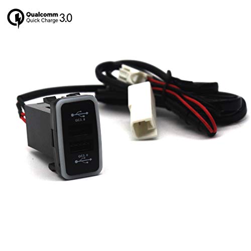 Disscool Dual USB Power Socket for Toyota Vigo QC3.0, Quick Charge Car Charger USB Adapter for Smartphone/iPad/PDA and More,Max 6.4A Output (4020mm)