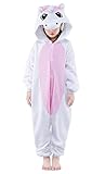 NEWCOSPLAY Childrens Pajamas Sleeping Wear Animal Onesies Cosplay Homewear (125#, Pink Unicorn)