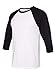 Bella Canvas 3/4-Sleeve Baseball Tee White/Black