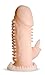 Soft Dual Pleasure Clitoral Stimulating Cock Sleeve - Delay Ejaculation Male Enhancement - Sex Toy for Men (Beige)