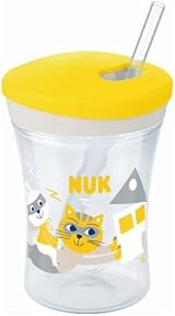 NUK Action Cup Toddler Cup 12+ Months Twist Close Leak-Proof 230ml Yellow Cat view 4