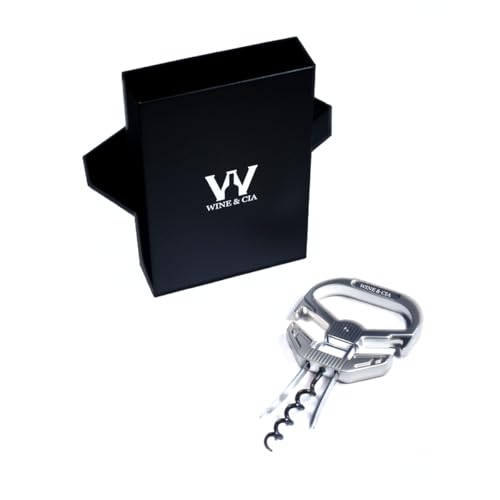 Abridor de Garrafa de Vinho Premium Saca Rolhas Antigas 2 Lâminas com Espiral Inox Anatômico Multi Funcional Com Case Elegante Ideal Para Presente e Uso Intenso Wine & Companhia