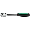 Stahlwille 13111010 1/2-Inch (12.5 mm) Square Drive Reversible Ratchet, 36-Tooth, Made of Chrome Alloy Steel with 2-Component Handle, Chrome-plated, Perfect for Various Tightening Works, L. 265.5 mm