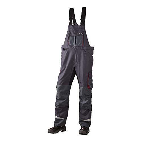 J.A.K. 160342080 Serie 1603 65% poliéster/35% algodón Latzhose, gris/rojo, 46 R (32/32) tamaño