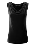 ALL FOR YOU Women's Ruched Sleeveless Blouse Stretch Tank Top Black Large