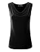 ALL FOR YOU Women's Ruched Sleeveless Blouse Stretch Tank Top Black Large