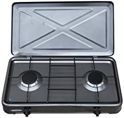 Camp Life Portable Double Gas/Butane Stove Burner with Case, Black, 23 x 11"