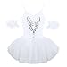 YiZYiF Women's Ballet Tutu Bustle Costume 3D Flower Swan Lake Dance Leotard Dress White X-Small