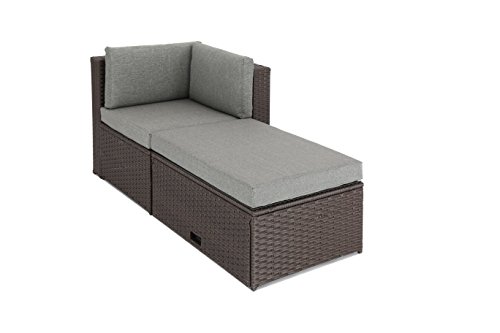 Baner Garden (K35-CH) 4 Pieces Outdoor Furniture Complete Patio Cushion Wicker Rattan Garden Corner Sofa Couch Set, Chocolate - Thumbnail 5