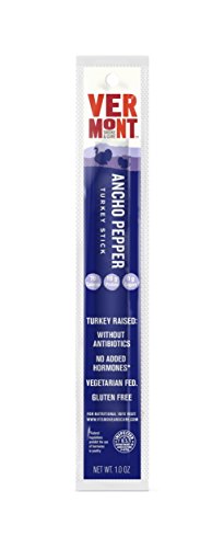 Vermont Smoke & Cure Meat Sticks, Turkey, Antibiotic Free, Gluten Free, Ancho Pepper, 1oz Stick, 24 Count