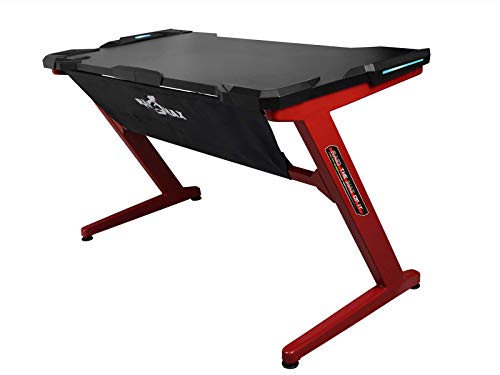 Drakon PK-101 Gaming Desk with LED, Z-Shape Compter PC Gaming Desk for E-Sport (Black/Red)