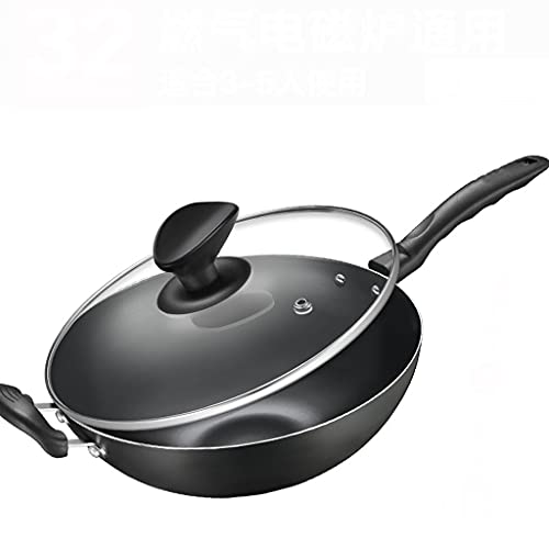 Cast Iron Wok Traditional Iron Cooking Pot Large Non-Stick Wok for Gas Induction Cooker Cast Iron Pots Kitchen Pots (Size : 349.3cm) (34 * 9.3cm)