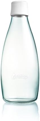(Frosted White, 0.8) – Retap ApS 0.8 litre Large Borosilicate Glass Water Bottle, Frosted White