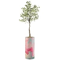 SIGNWIN Eucalyptus Tree with Vintage Pink, Blue and White Faded Paint Effect Vase Abstract Shapes Minimalism Zen Relax/Calm Multicolor Ultra for Living Room, Bedroom, Office - X-Large 5 Feet (60