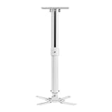 suptek White Universal Projector Ceiling Mount Bracket Fits Flat or Sloped Ceiling Height Adjustable with Extendable Length for LCD/DLP Projectors (PR05)
