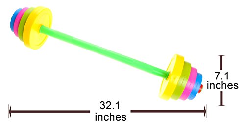 COTTONTAIL Kids Large Adjustable Barbell Toy with Eight (8) Different Weight Plates Multicolor Unisex