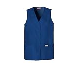 Cherokee Poplin Button Front Vest Scrub Tops Women, White; L