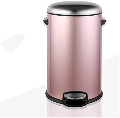 Pedal Trash Cans Household Living Room Bathroom Stainless Steel Covered Mute Trash Cans 12L ( Color : Rose gold )