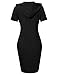 MISSKY Women Pullover Stripe Pocket Short Sleeve Slim Sweatshirt Causal Hoodie Dress (M, Black Short Sleeve)