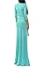 Vivicastle Women's Solid V-Neck 3/4 Sleeve Wrap Waist Long Maxi Dress (Large, Mint)