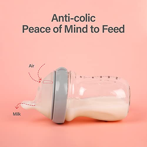 haakaa Natural Glass Baby Bottles for Baby Feeding, AntiColic, Wide