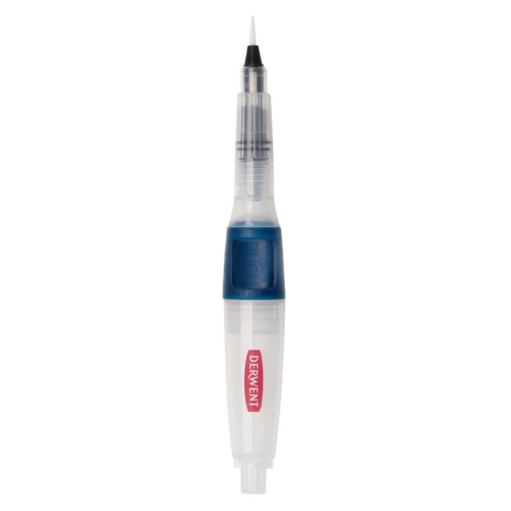 Derwent Push Button Waterbrush 2mm Fine Tip, Premium watercolour brush for use with watercolour pencils, paints and blocks, leak proof, professional quality, 2305821
