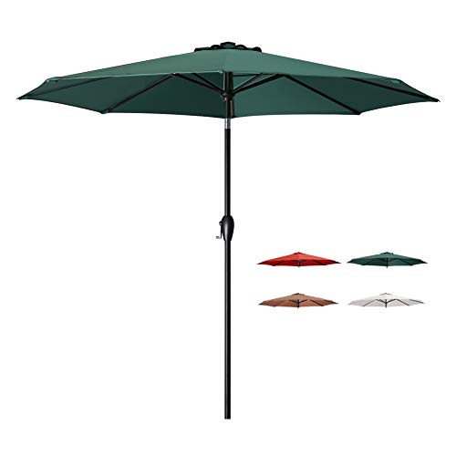 Tempera Patio Umbrella 9 Ft Outdoor Garden Table Umbrella with Tilt and Crank 8 Ribs in Forest G ...