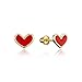 14k Gold Plated Enamel Red Heart Baby Girls Screwback Earrings with Sterling Silver Post