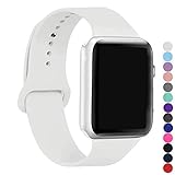 ic6Space Apple Watch Band, Premium Soft Silicone Sports Replacement Strap for Apple Watch (White, 38mm-s/m)