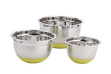 Paderno 1512 3-Piece S/S Mixing Bowls St, Silicone Base, Yellow