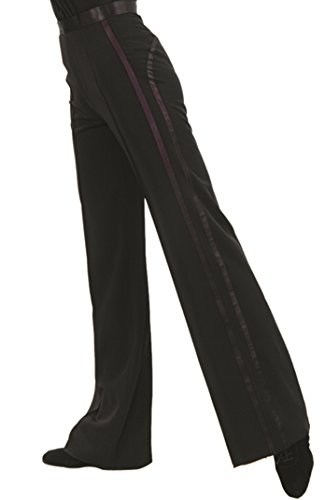 JS CHOW Black Men's Boys' Latin Ballroom Smooth Rhythm Performance Competition Practice Dance Pants