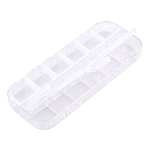 Pandahall 1pcs Plastic Clear Bead Containers, Jewelry Box for Nail Art Decoration, 12 Compartments, 13x5x1.5cm