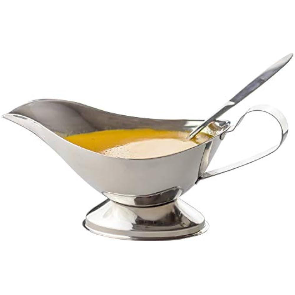 16 Oz Gravy Boat With Ladle, Stainless Steel Gravey Pourer Dish Salad
