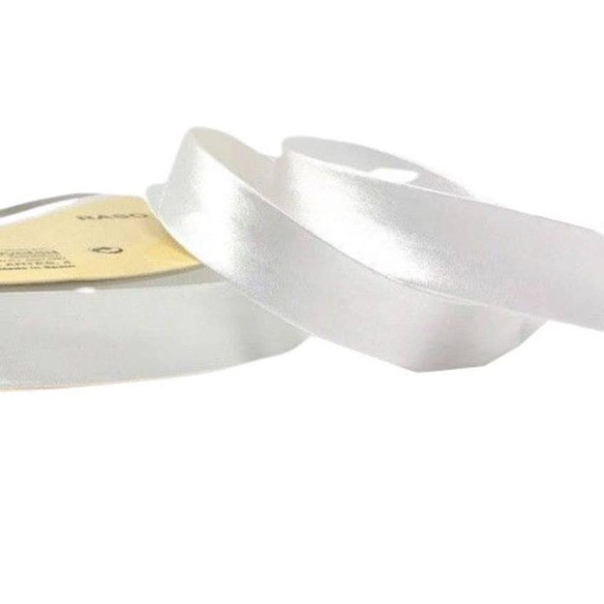Plush Addict Single Fold Satin Bias Binding Tape for Sewing, Edging, Stitching, Hemming, Trimmings, Accessories, Outfits and Crafts - Bridal White - 18mm Wide x 5 Metre