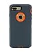 WallSkiN Turtle Series Cases for iPhone 7 Plus / iPhone 8 Plus (Only) Full Body Protection with Kickstand & Holster - Charcoal (Dark Grey/Orange)