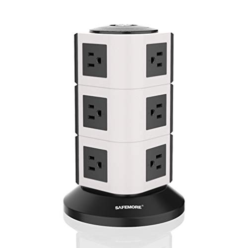 SAFEMORE Power Strip Tower 12 Outlets Surge Protector Electric Charging