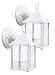 LIT-PaTH Small Outdoor LED Wall Lantern, Wall Sconce as Porch Light, 9.5W (75W Equivalent), 800 Lumen, Aluminum Housing Plus Glass, Matte White Finish, ETL and ES Qualified, 2-Pack primary