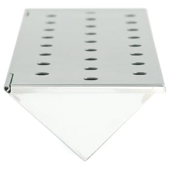 Charcoal Companion Stainless Steel V-Shape Smoker Box For Gas Grill Wood Chips (Long) - CC4066