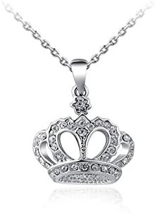Bling Jewelry Women's 18k Crown Shape Pierced Necklaces Platinum/rose Gold Plated Crystal Pendants (platinum-plated)