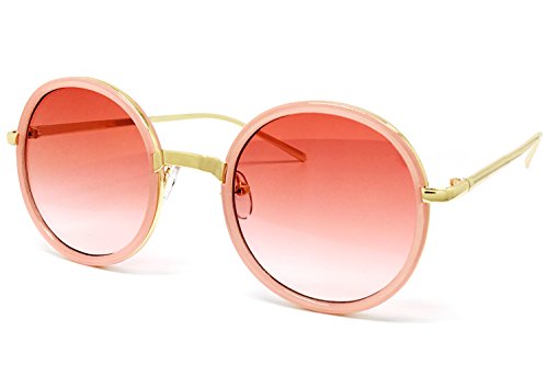 O2 Eyewear 5000 Premium Oversize Retro Round Circle Tint Funky Fashion Candy Flat Sunglasses (Premium, PINK)