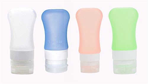 Travel Bottles-KEYI Portable Food Grade Squeeze Silicone Liquid Travel Bottle TSA Approved For Shampoo, Conditioner, Lotion, Toiletries, condiments (B1,1.25OZ, Pack of 4)