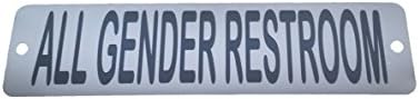 All Gender Restroom Metal Door Sign - Etched Stainless Steel with screws and magnetic - 5.7 x 1.5 inches