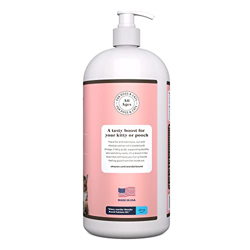 AMAZON BRAND – WONDER BOUND WILD ALASKAN SALMON OIL FOR DOG, CAT, 32 FL OZ
