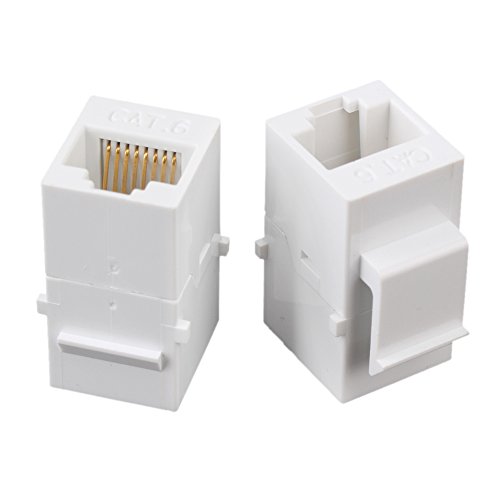 RDEXP Cat6 RJ45 Ethernet Inline Jack Coupler Keystone Female to Female Adapter Plug Set of 50