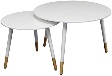 2 Piece Nesting Tables in White Finish Large Table (16.9'' H x 25.2'' W x 25.2'' D) in. Small Table (15.3'' H x 18.9'' W x 18.9'' D) in.
